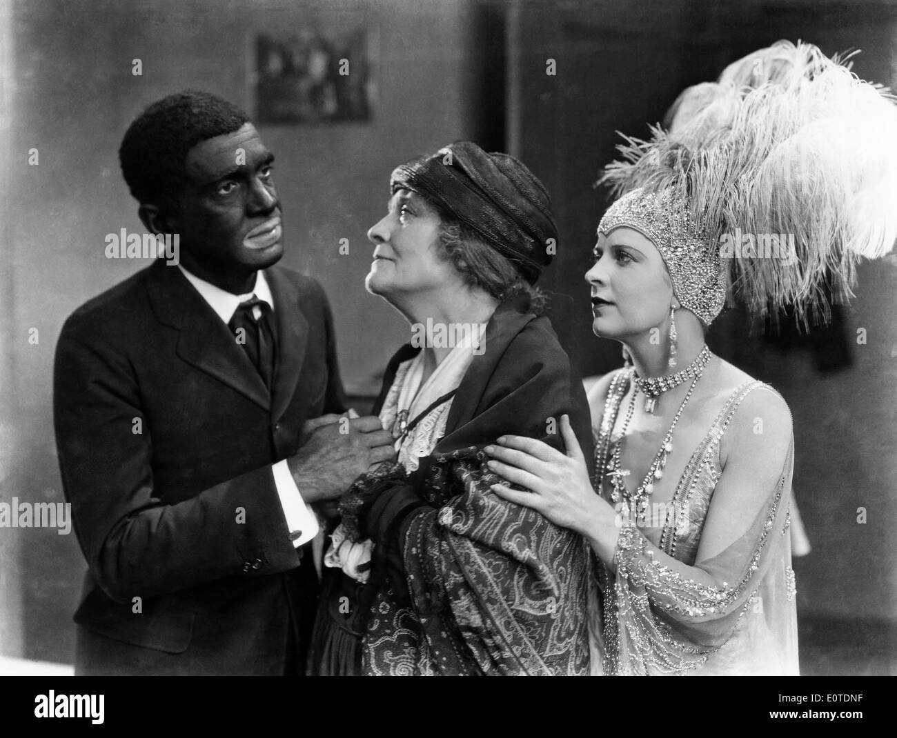 Al Jolson, Eugenie Besserer kann McAvoy, am Set von der Stummfilm "The Jazz Singer", 1927 Stockfoto
