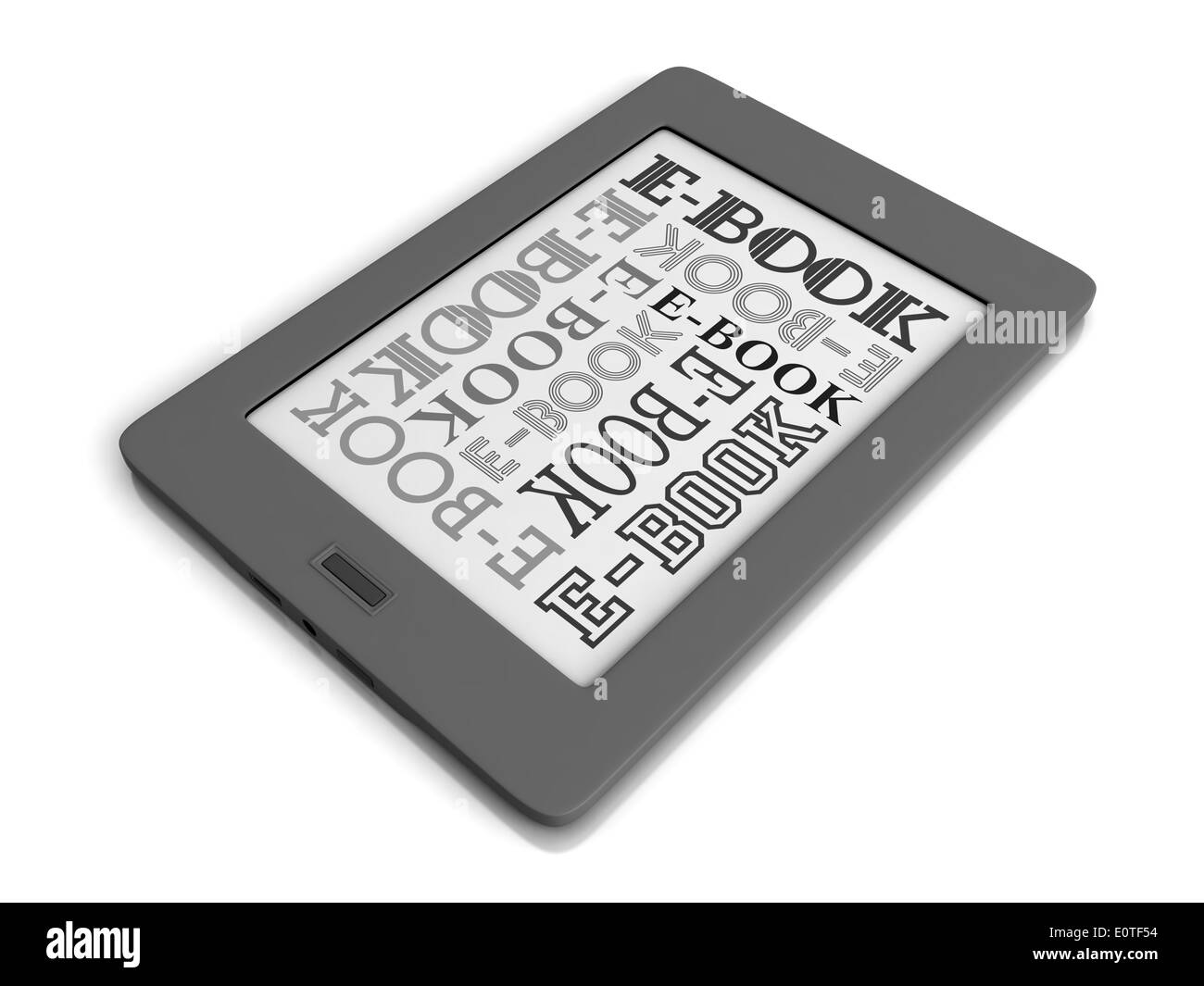 3D Render des e-Book Reader auf weißem Hintergrund Stockfoto