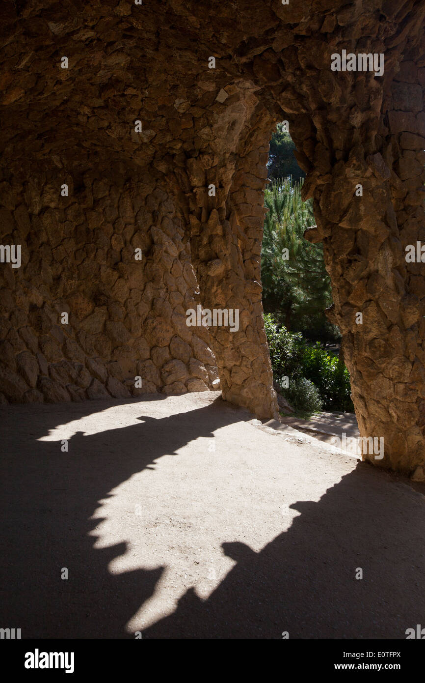 Spalten im Parc Güell, Barcelona. Stockfoto