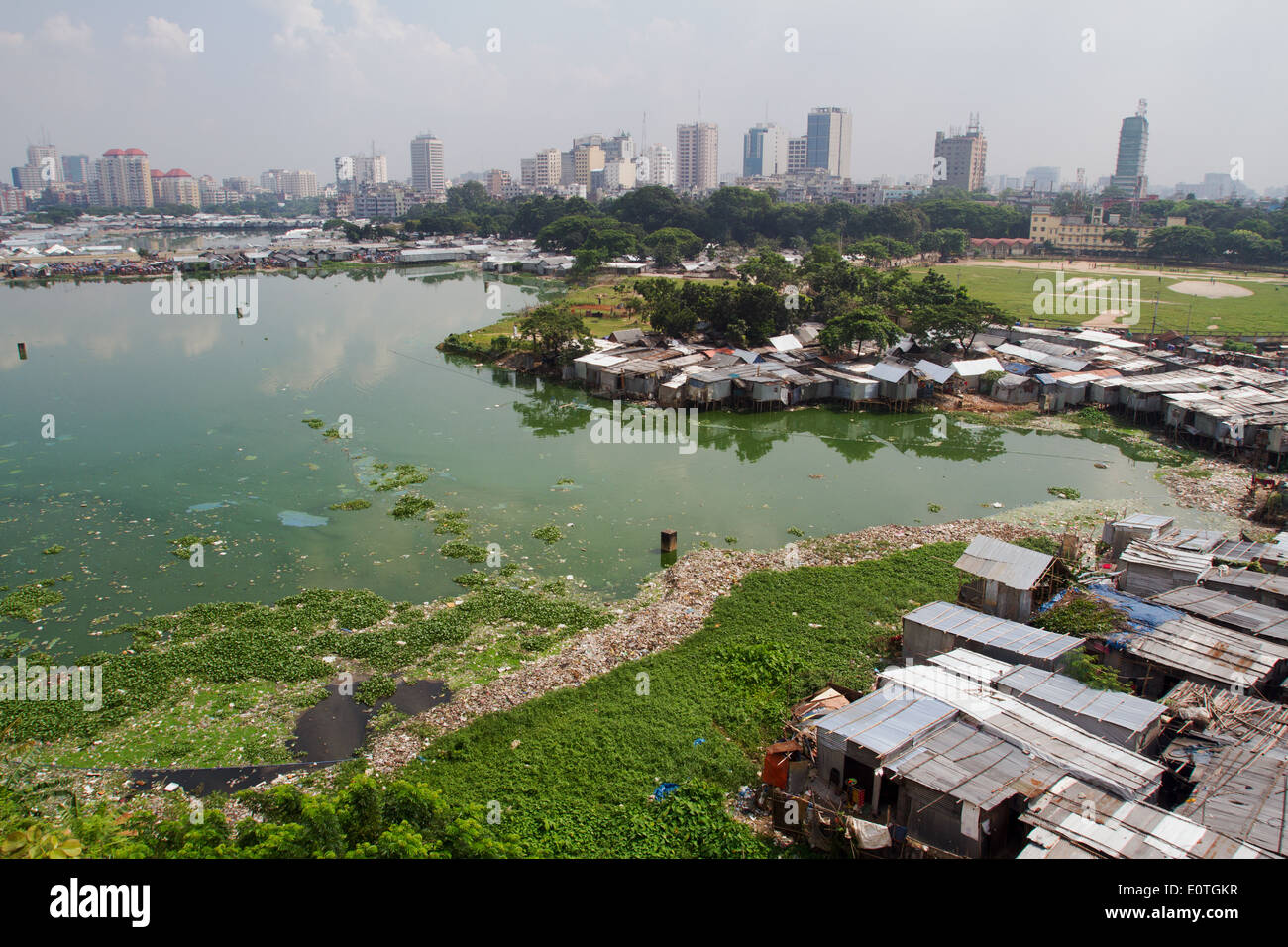 Luftaufnahme des Shanty Siedlungen in Dhaka Bangladesch Stockfoto