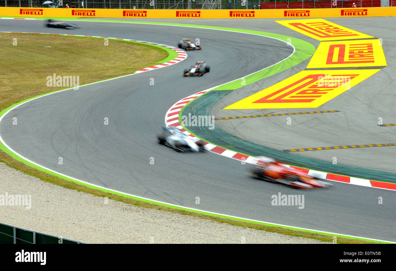 Motorsport-9. bis 11. kann 2014, Circuit de Catalunya, Barcelona, Spanien, zielstrebiger Grand Prix von Spanien---Rennwagen verschwommen Stockfoto