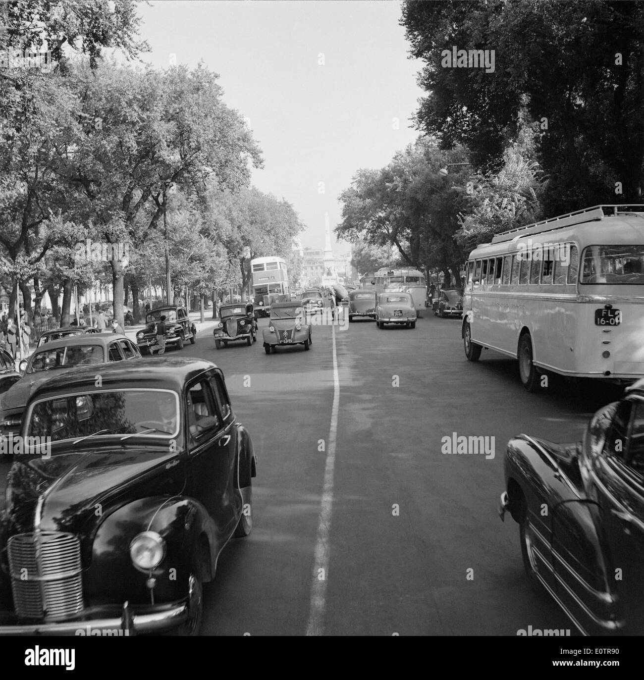 Die Avenida da Liberdade ist eine der berühmtesten Straßen in Lissabon, bekannt für ihre breiten Straßen, Luxusgeschäfte und wunderschönen Bäume. Es ist eine Hauptverkehrsstraße, die mehrere wichtige Teile der Stadt verbindet. Stockfoto
