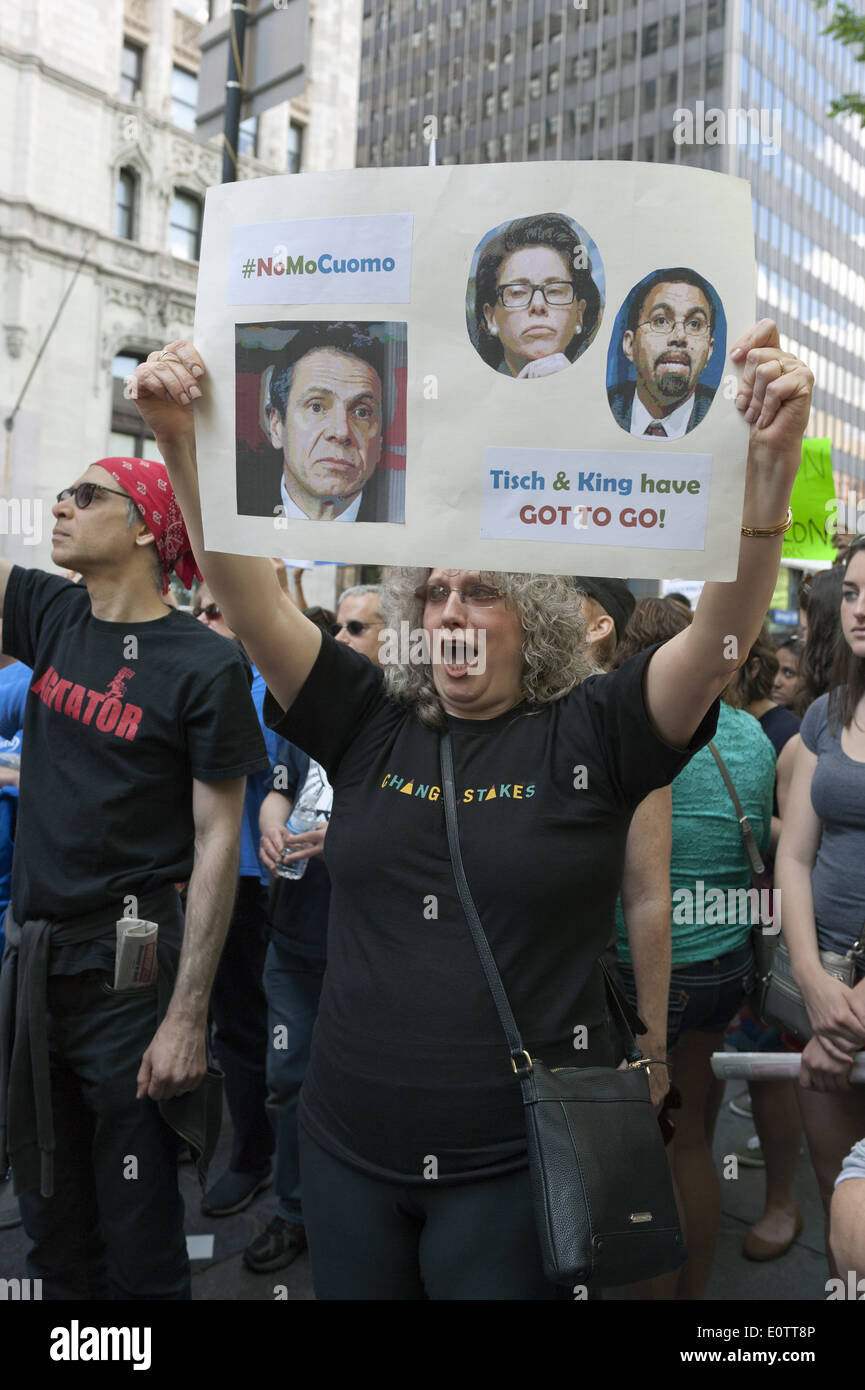 Demonstration von Eltern, Lehrern und Studenten gegen Charter Schools am City Hall Park in Manhattan, New York City Public School 2014. Stockfoto