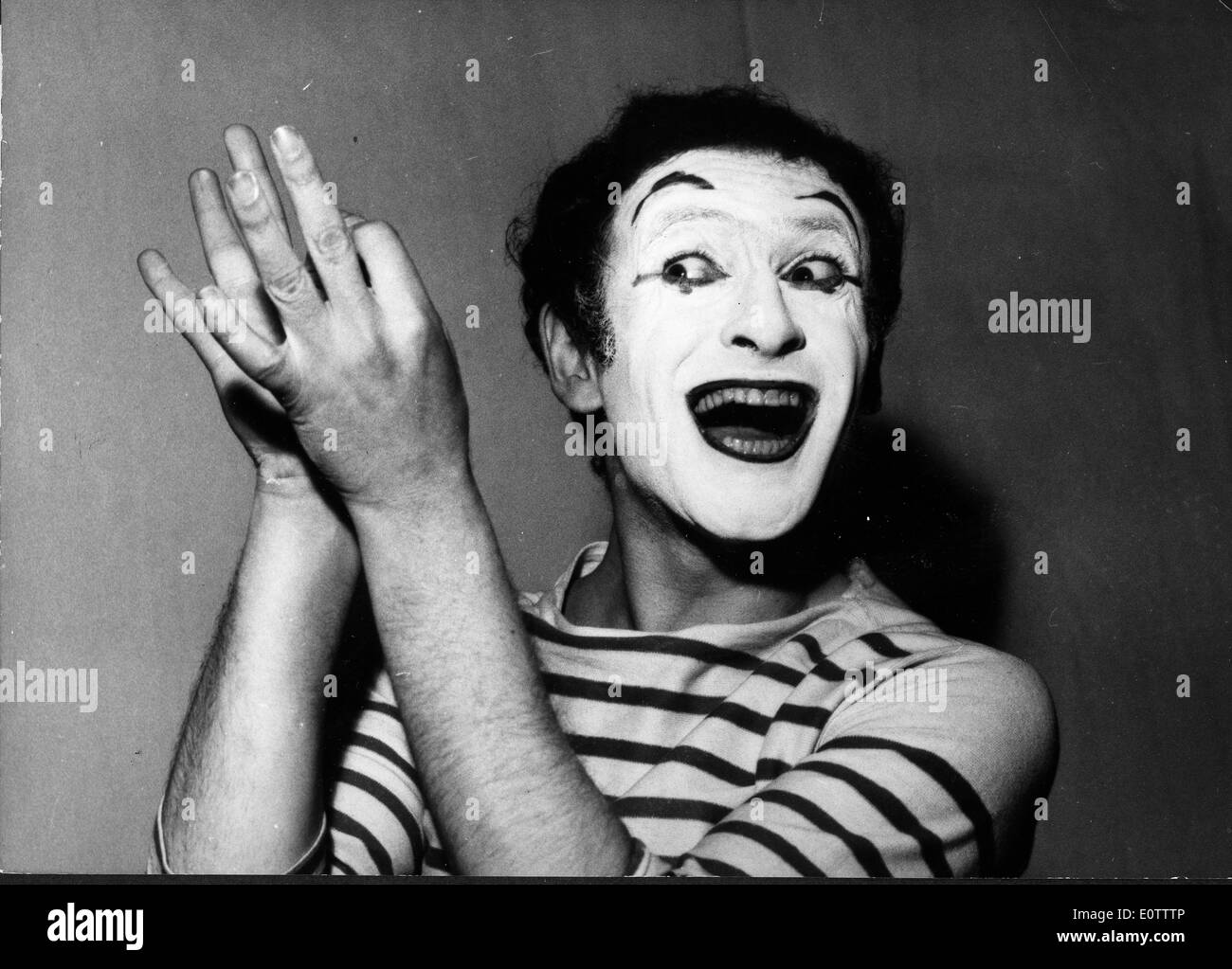 Französischer Pantomime Marcel Marceau Mimik Stockfoto