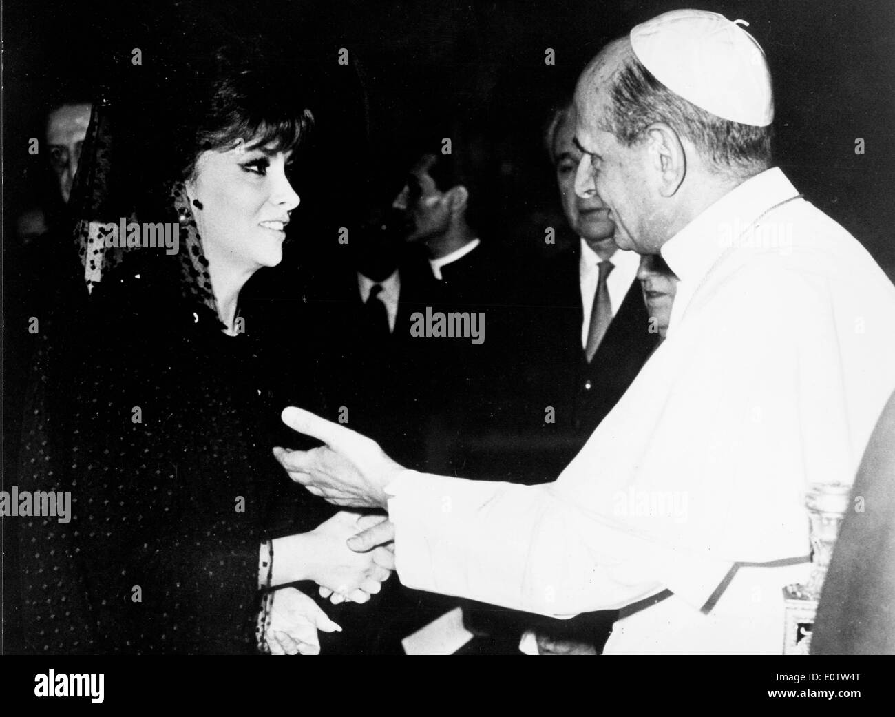 Papst Paul Vl im Gespräch mit einem Gemeindemitglied Stockfoto