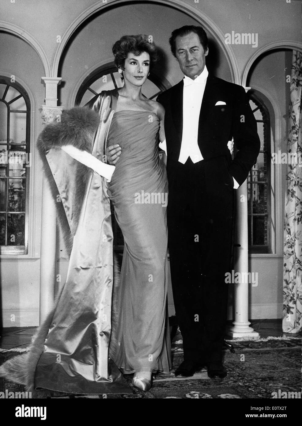 Schauspieler Rex Harrison und Kay Kendall auf einer party Stockfoto
