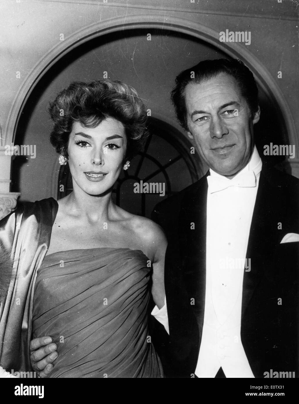 Schauspieler Rex Harrison und Kay Kendall auf einer party Stockfoto