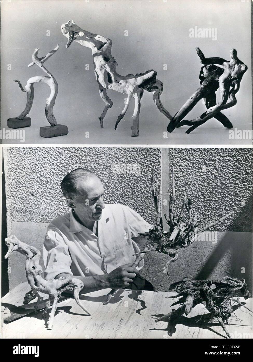 23. August 1960 - Roger Bernard, Dir Argriculture Schule & Wurzel Skulpturen Stockfoto