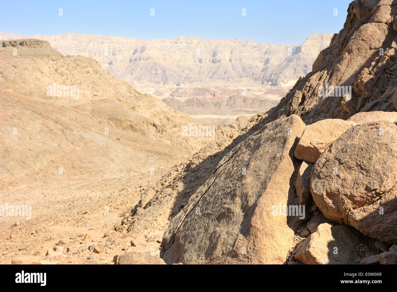 Landschaften und geologischen Formationen im Timna Park im Süden Israels Stockfoto