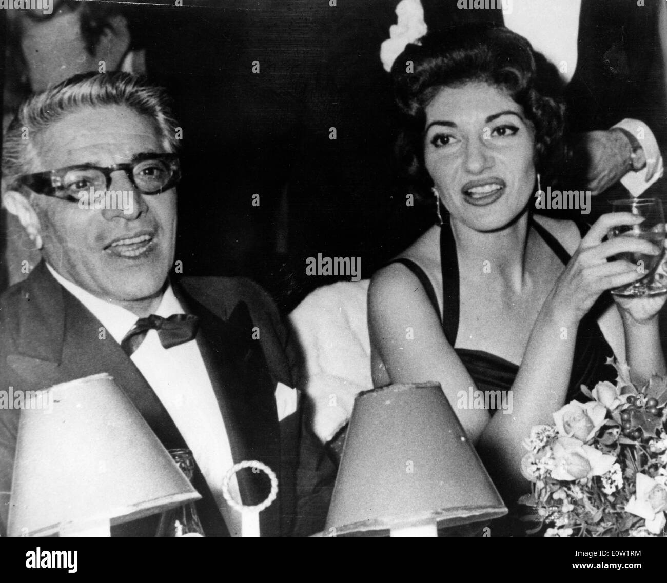 Aristotle Onassis und Maria Callas auf einer party Stockfoto