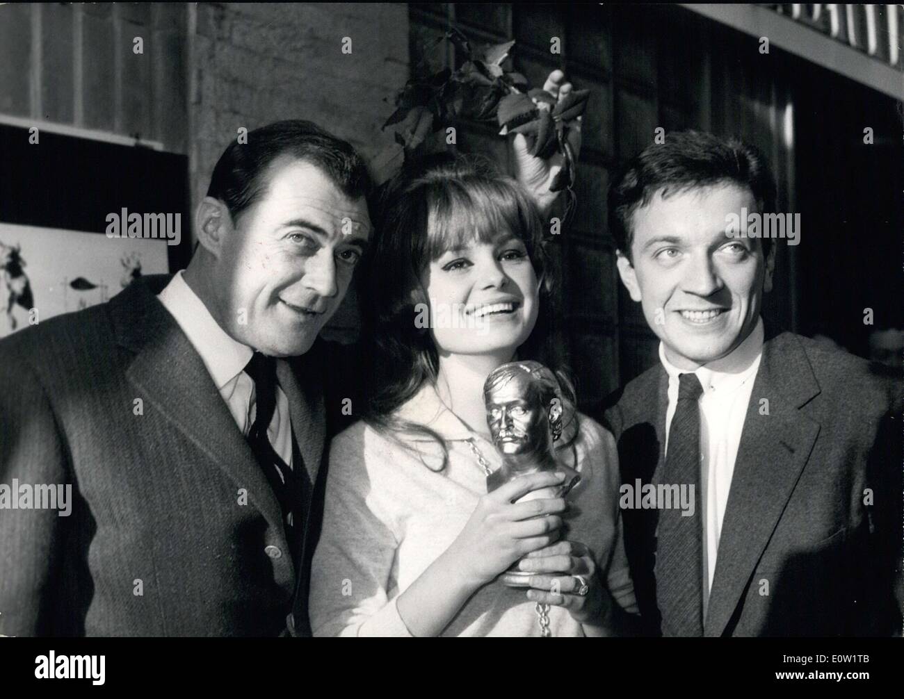 11. Januar 1961 - 5. Preis für Humor im Film erhielt Jean-Pierre Cassel und Dahlia Lavi, die unter zusammengearbeitet Stockfoto
