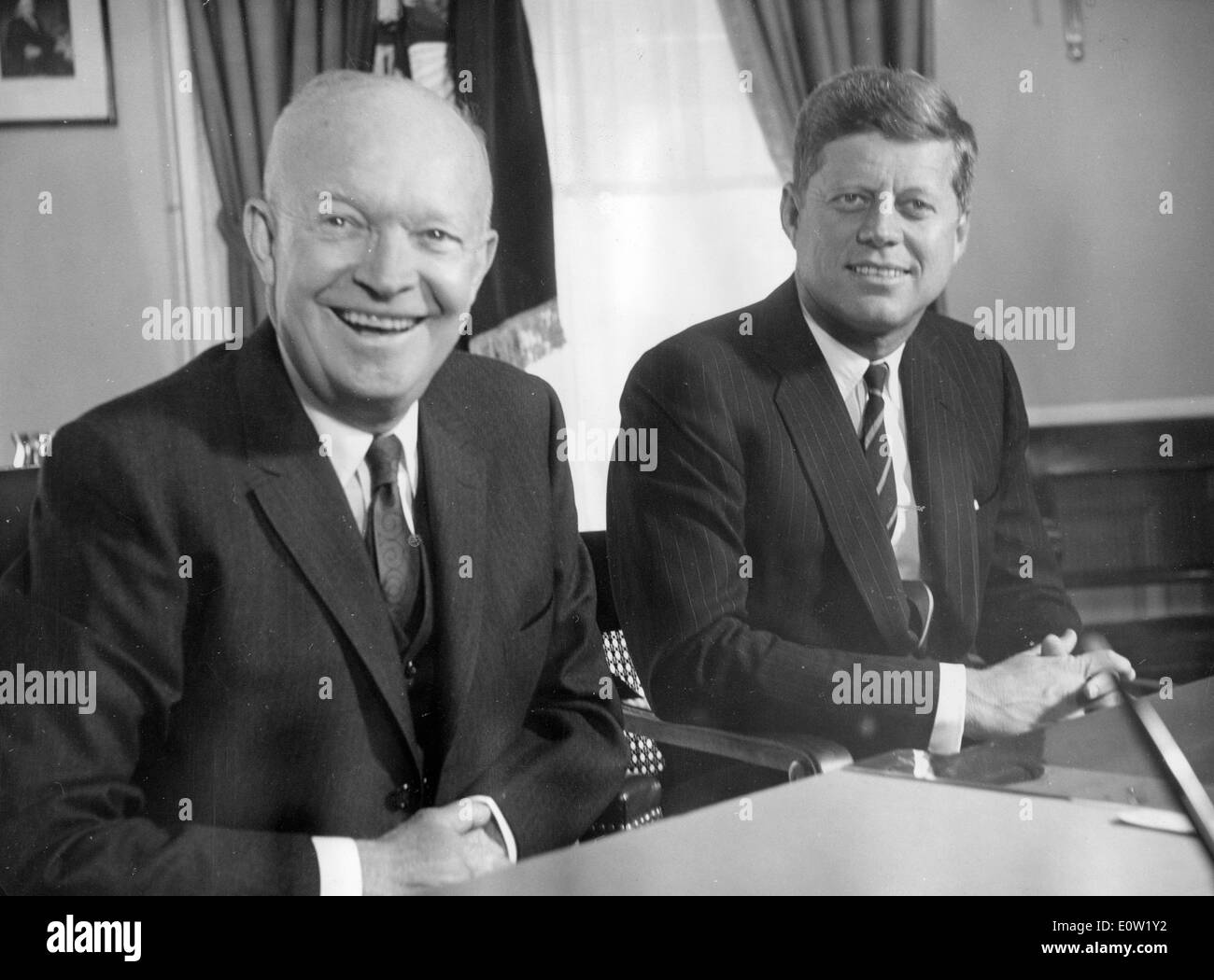 Präsidenten Kennedy und Dwight D. Eisenhower Stockfoto