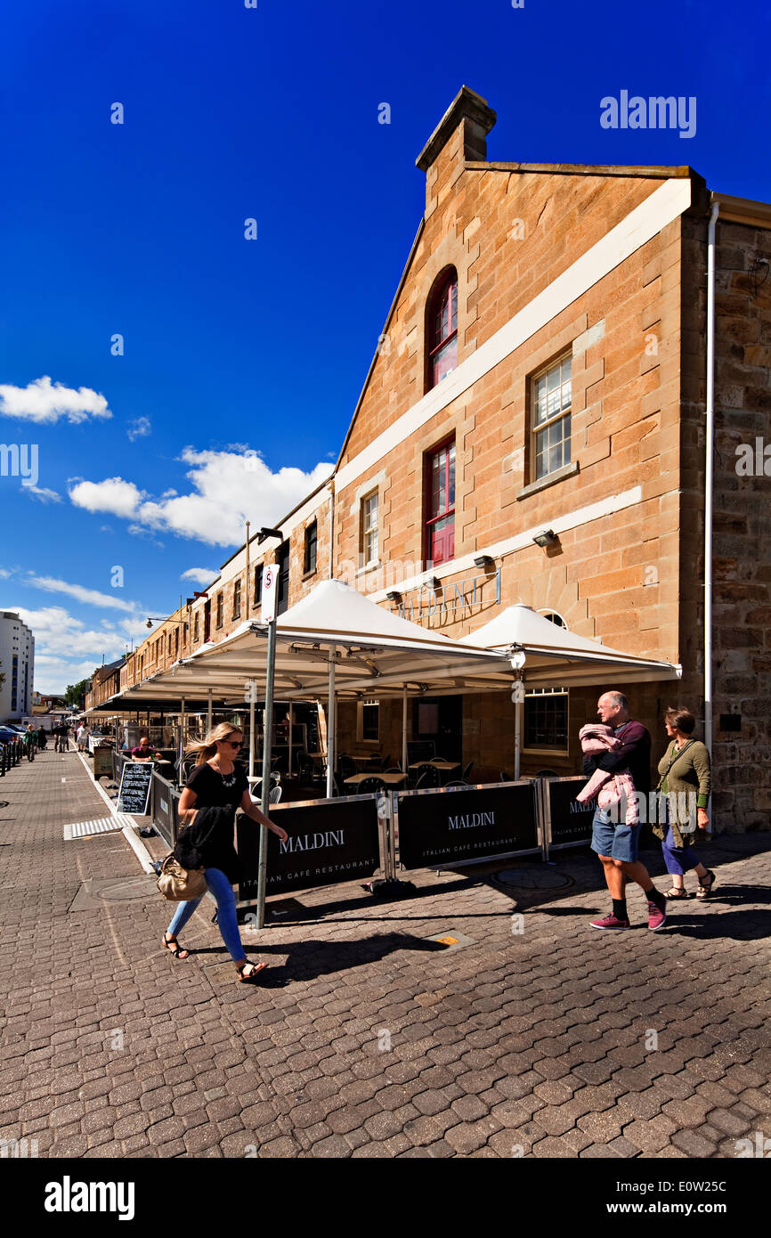 Hobart Australia / Hobart historischen Sandsteingebäude Salamanca Place. Stockfoto