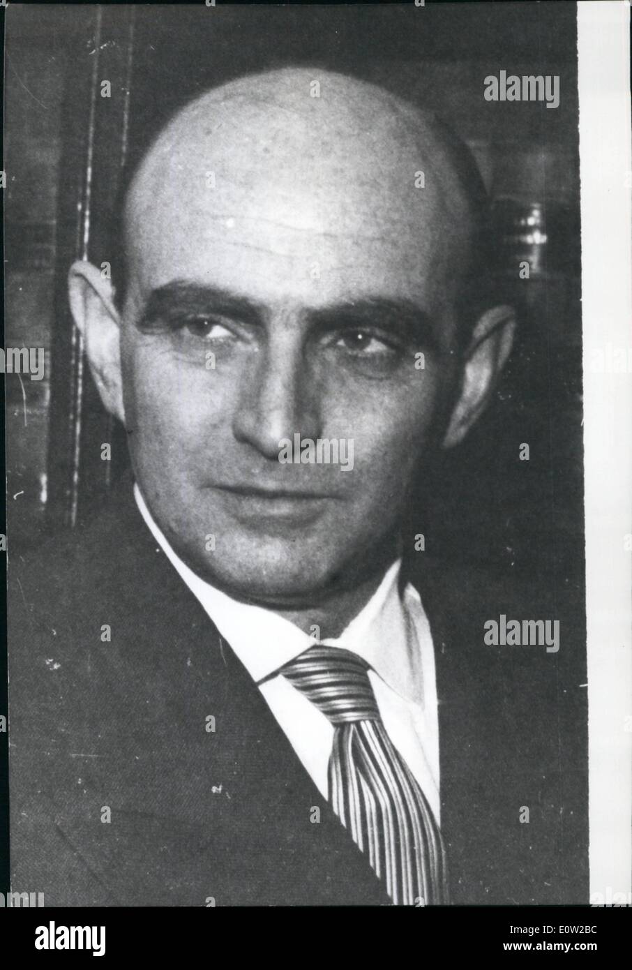 2. Februar 1961 - Vorschau der Prozess gegen Adolf Eichmann in Jerusalem. Foto zeigt Generalstaatsanwalt Gideon Hausner (HAUSNER) in seinem Büro in Jerusalem. Stockfoto