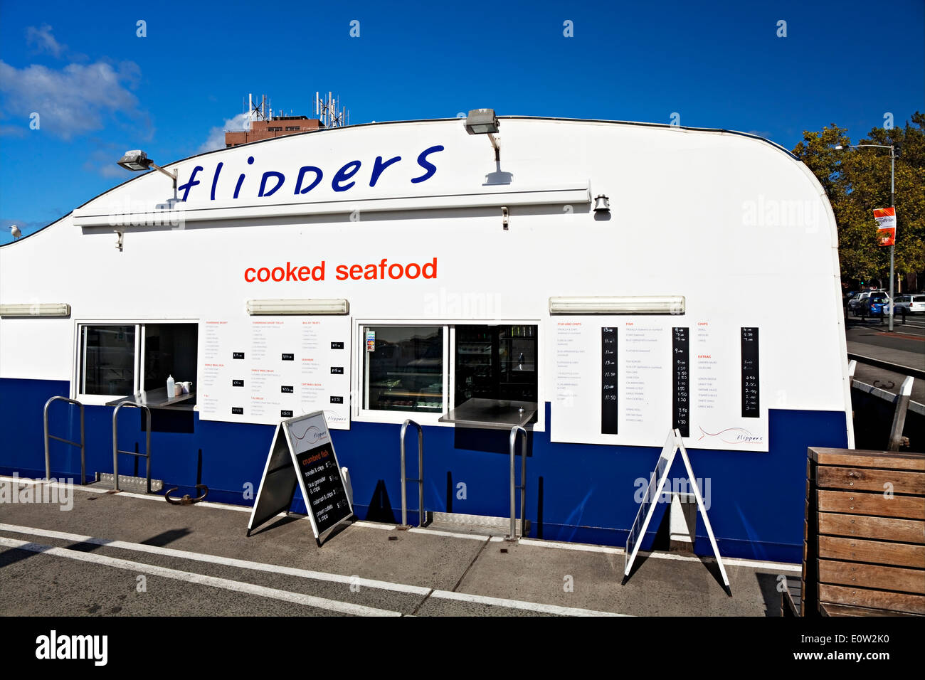 Hobart Australien / The Flippers Fisch Punt lokal in Hobarts Constitution Dock festgemacht. Stockfoto