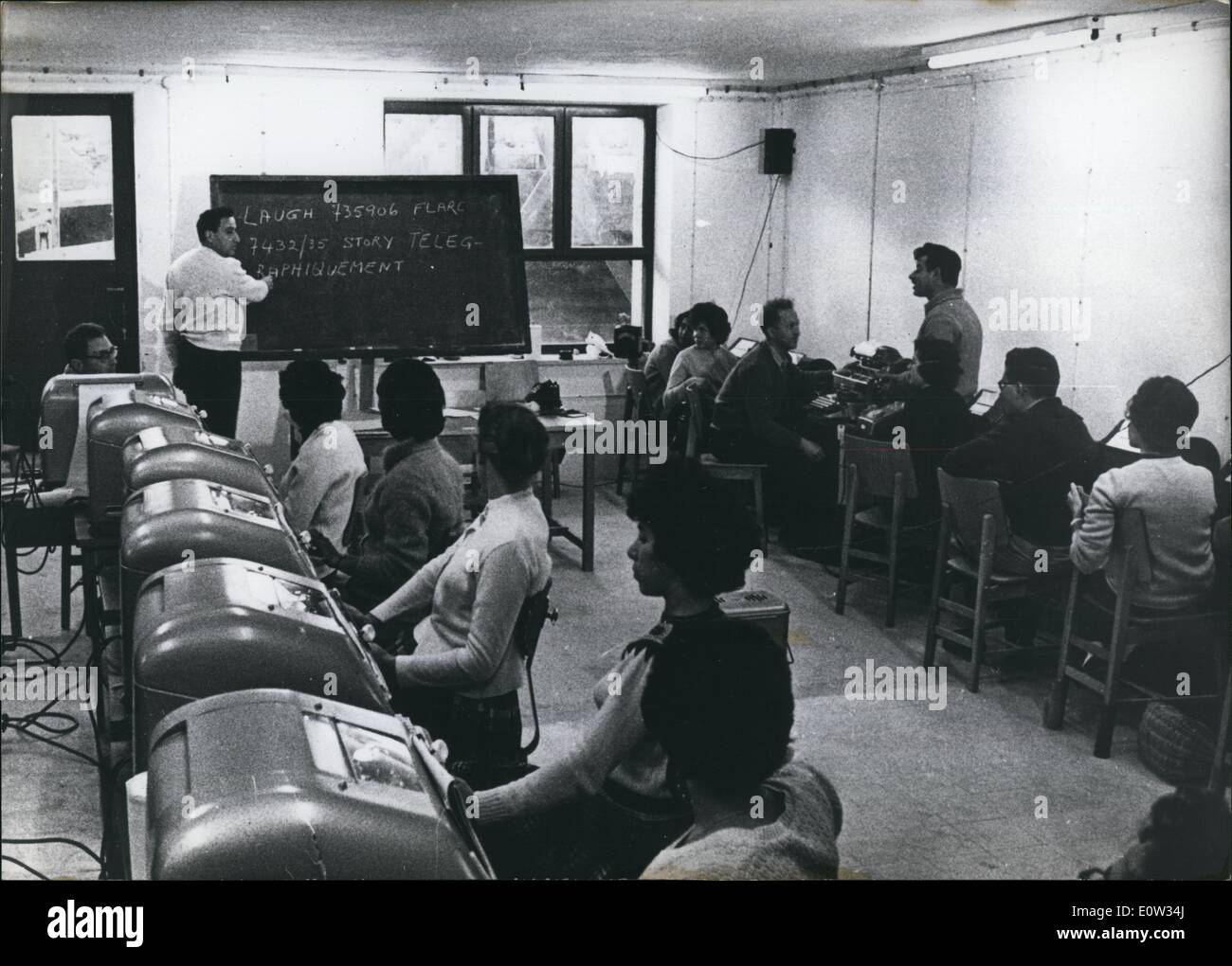 3. März 1961 - In Vorbereitung auf den Eichmann-Prozess: die startet am 11. April 1961 in Jerusalem, die israelischen Post hat begonnen einen speziellen Kurs für Teleprinting so, dass die Informationen der Presse von Jerusalem zu allen Teilen der Welt ohne jegliche Probleme oder Verzögerungen gegeben werden Stockfoto