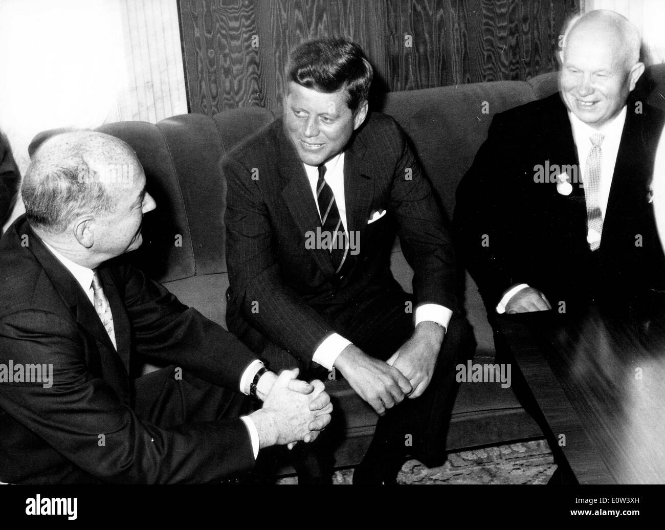 Präsident Kennedy, Nikita Chruschtschow und Dean Rusk Stockfoto