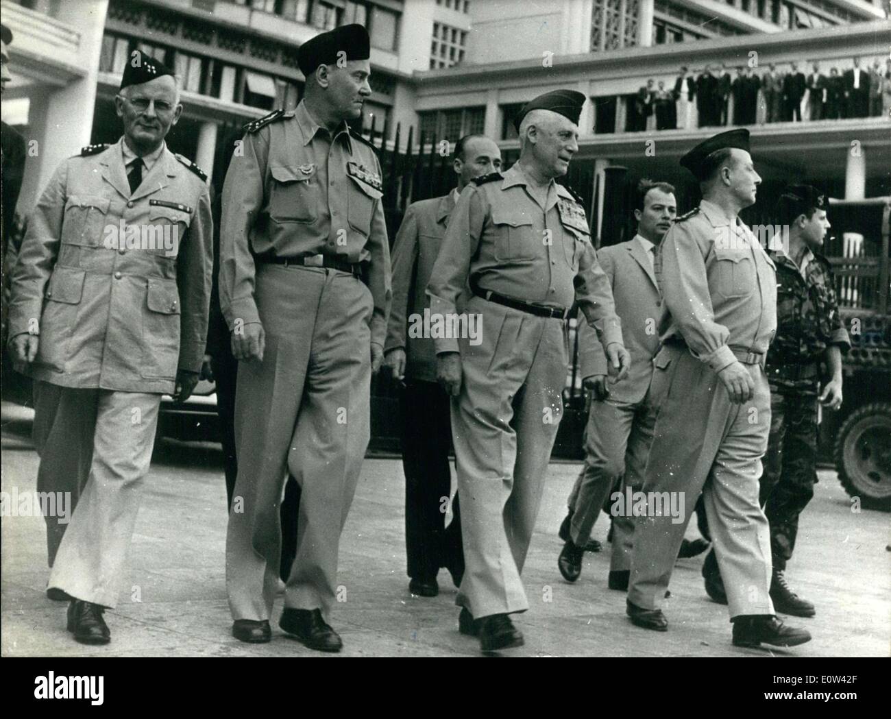 3. April 1961 - General Zeller, Jouhand, Salan und Challes in Algerien Stockfoto