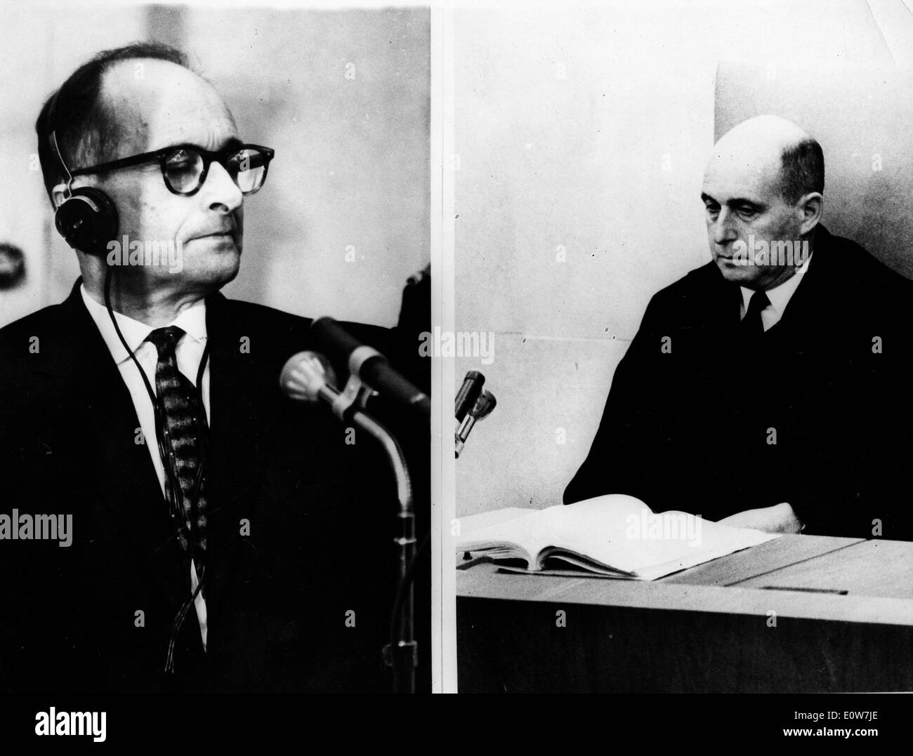 Adolf Eichmann in seinem Prozess in Jerusalem Stockfoto