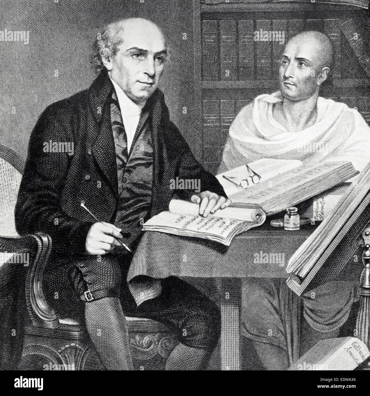 William Carey, Baptist Missionar Studium Anfang des 19. Jahrhunderts mit seiner Brahmane Pandit am College in Fort William Stockfoto
