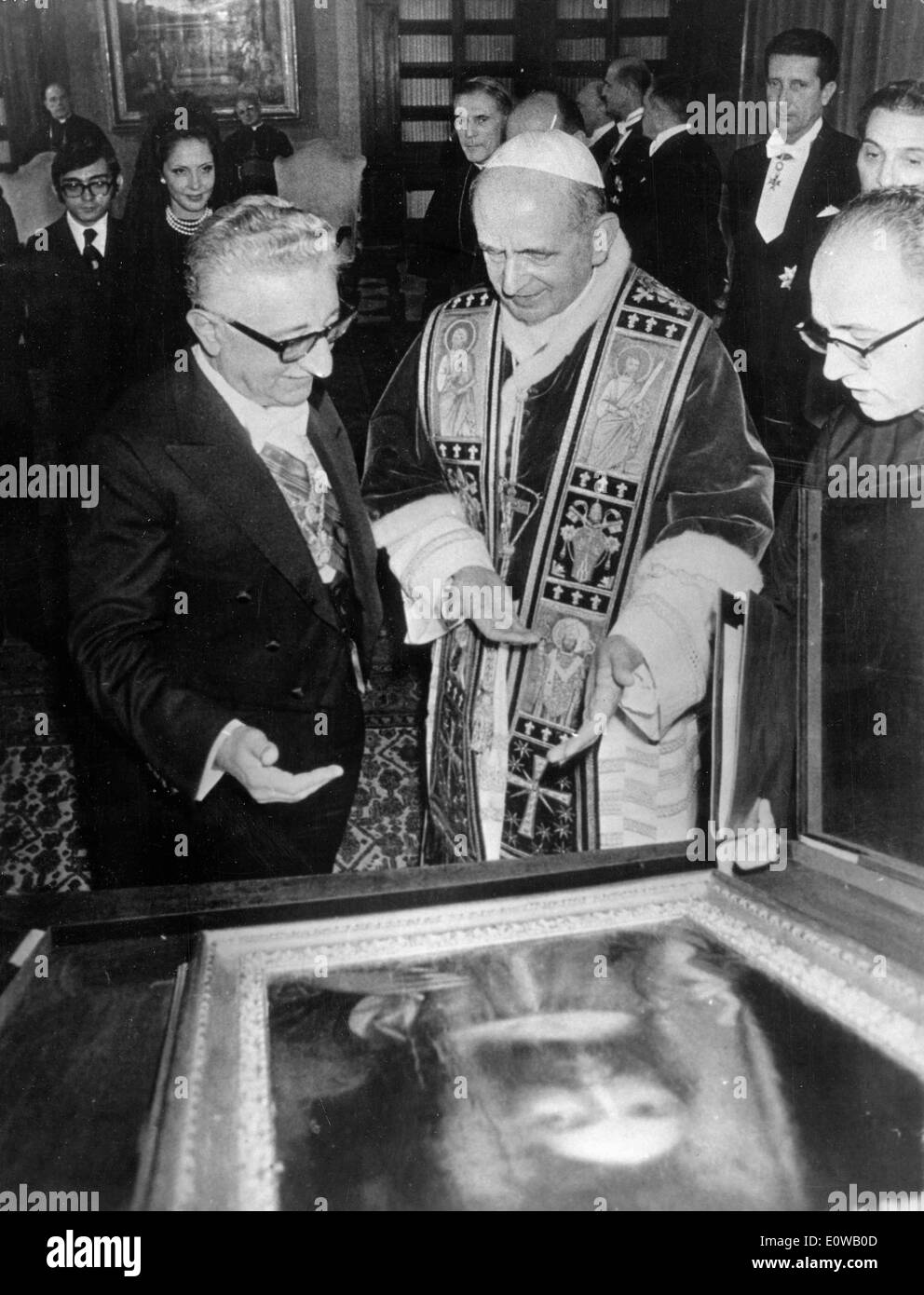 Präsident Giovanni Leone besucht Papst Paul VI. im Vatikan Stockfoto