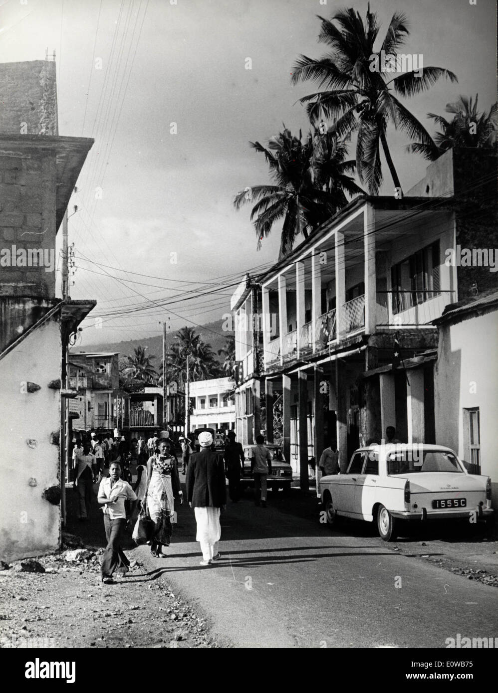 Eine geschäftige Stadt, gelegen auf den Komoren Stockfoto