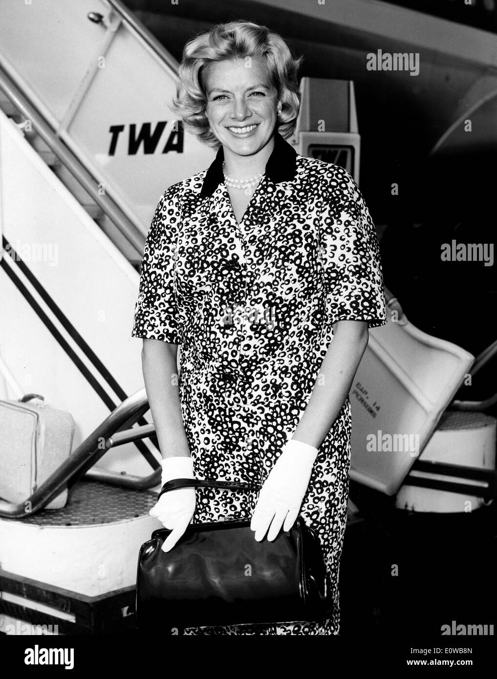 Rosemary Clooney immer bereit, an Bord eines Flugzeugs Stockfoto