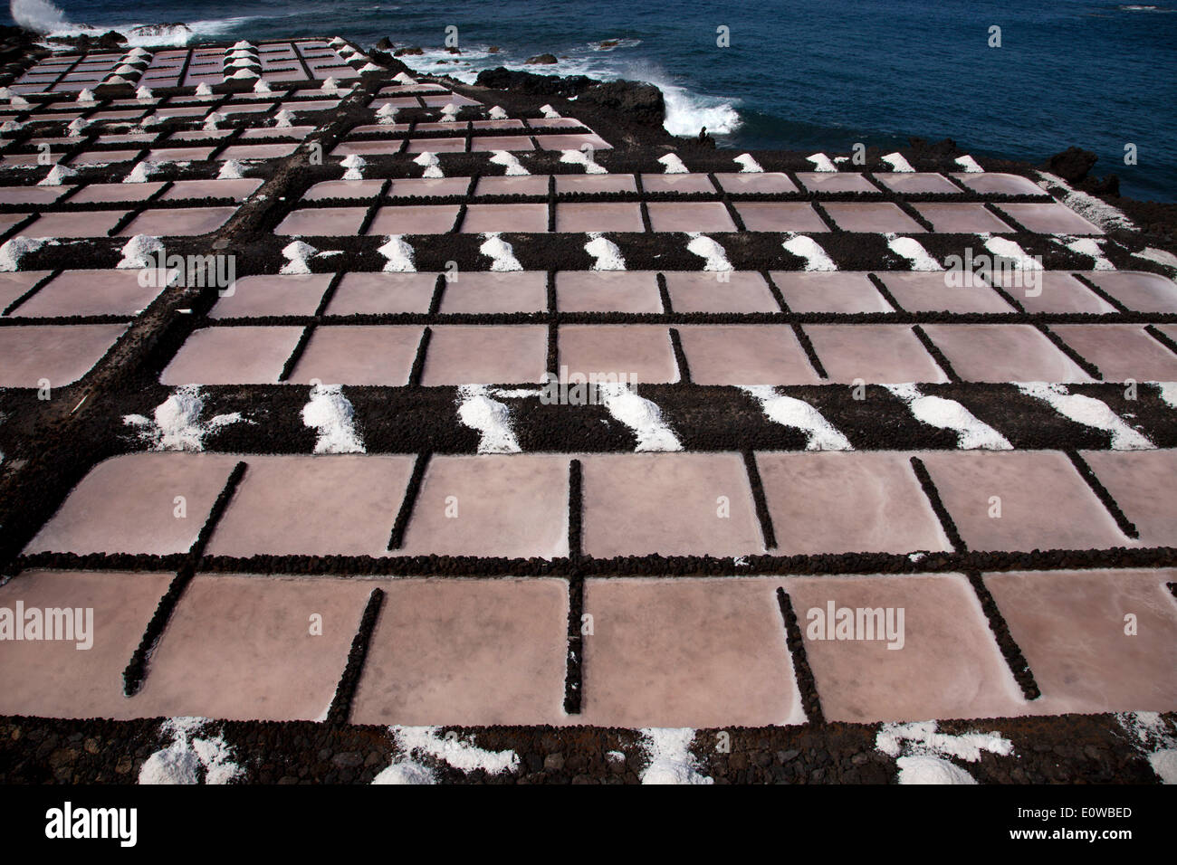 Salz, Produktion, Teneguía Salinen, südlichen Kap Punta de Fuencaliente, La Palma, Kanarische Inseln, Spanien Stockfoto