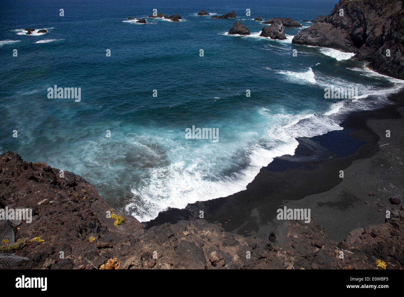 Der schwarze Sandstrand Playa De La Zamora, Las Indias, Fuencaliente, La Palma, Kanarische Inseln, Spanien Stockfoto