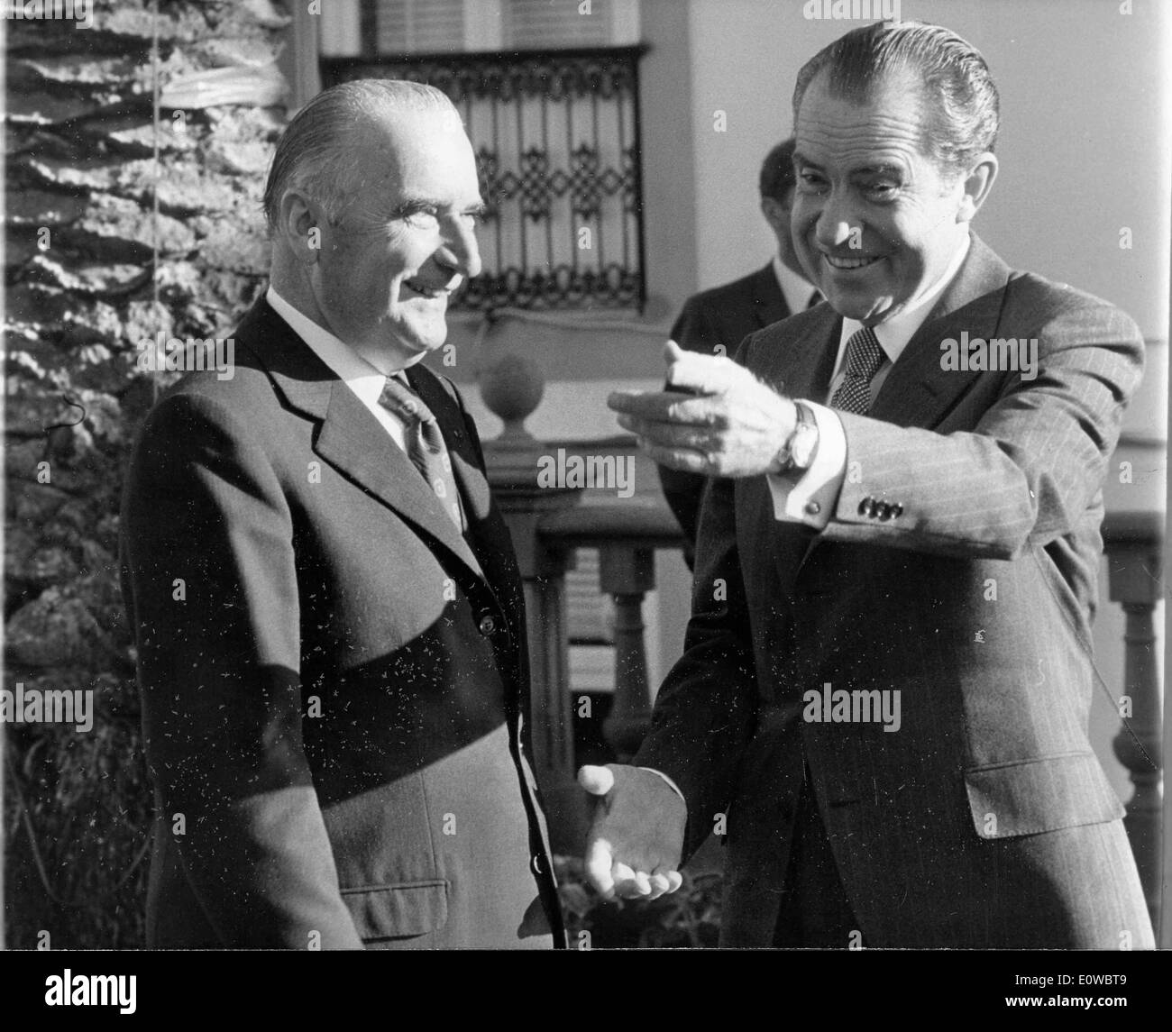 Georges Pompidou und Präsident Richard Nixon im palace Stockfoto