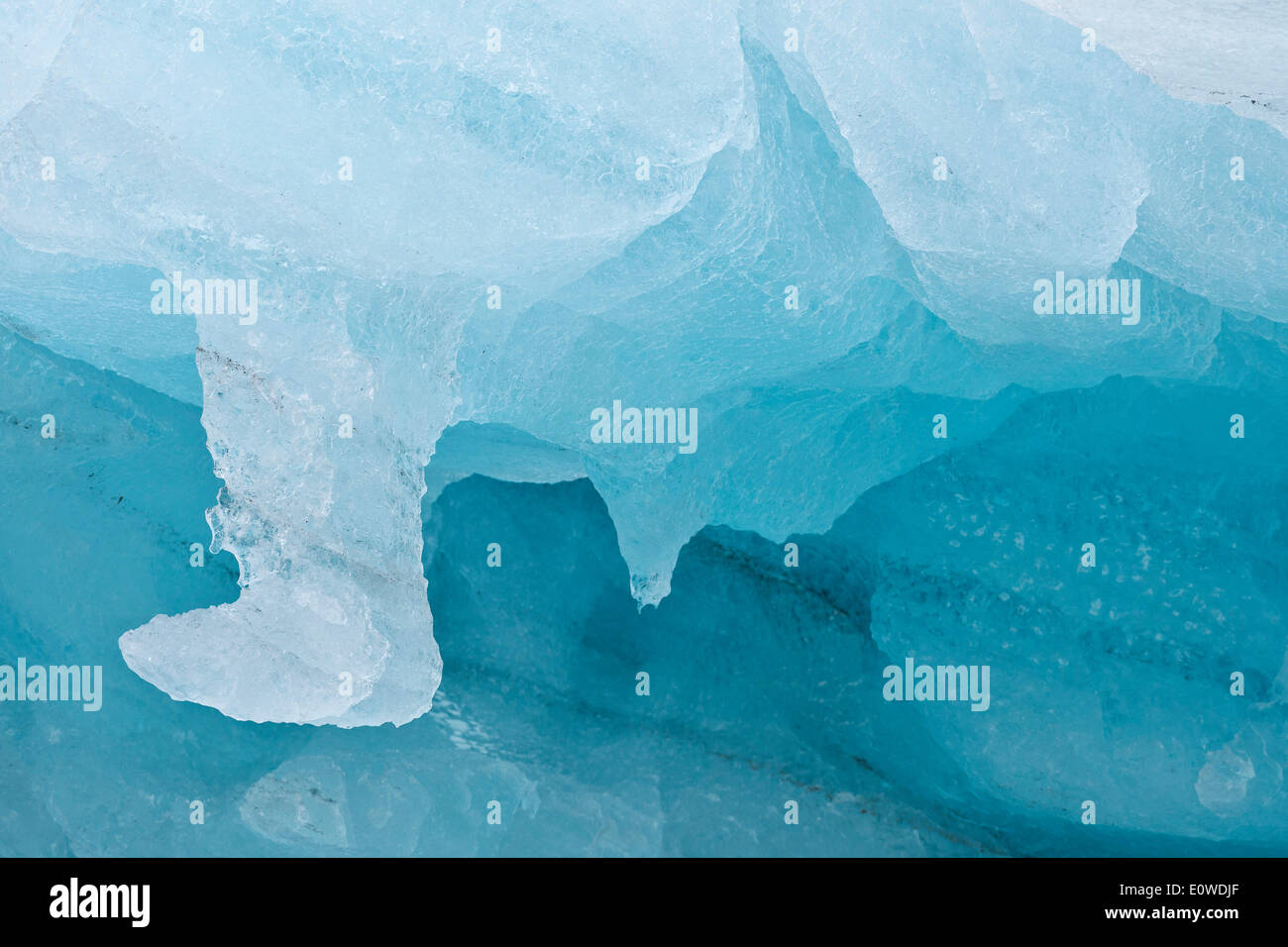 Detailansicht des Eis, Monacobreen Gletscher, Liefdefjorden Fjord, Spitzbergen, Svalbard-Inseln, Svalbard und Jan Mayen Stockfoto