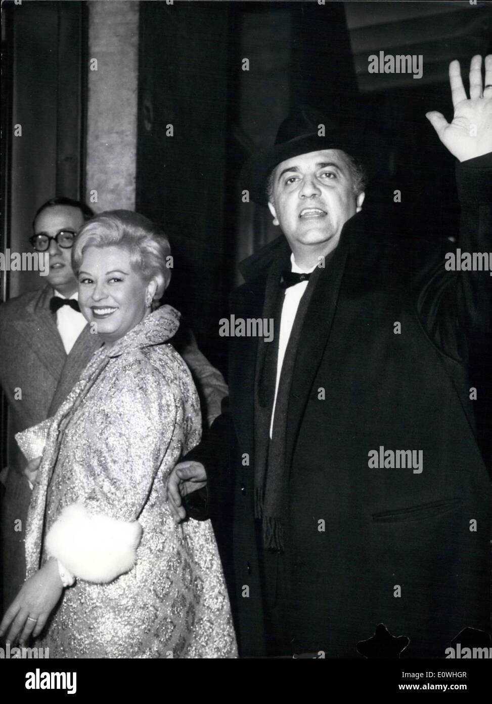 2. Februar 1963 - letzte Nacht in römischen Kino berühmten Regisseur Federico Fellini der italienischen Öffentlichkeit und der Presse vorgestellt, Stockfoto