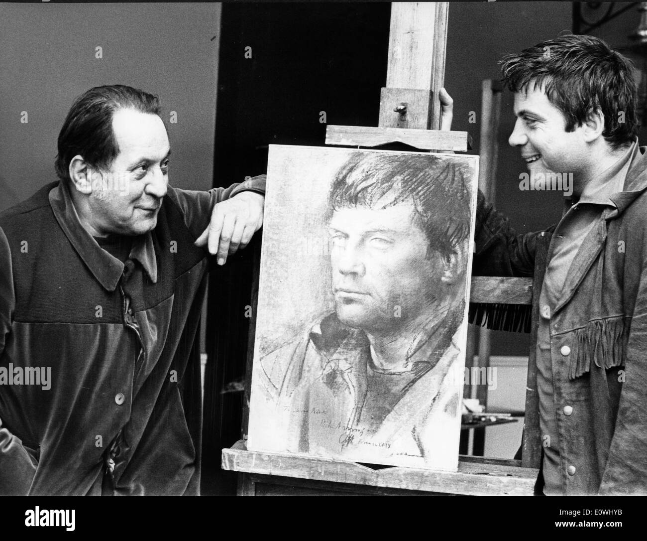 Schauspieler Oliver Reed wird von Pietro Annigoni skizziert Stockfoto