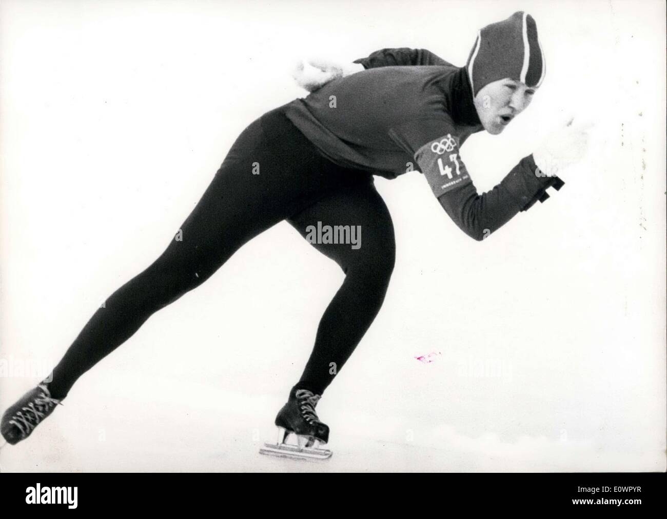 1. Februar 1964 - abgebildet ist Goldmedaillen-Gewinner und Rekord sowjetischen Eisschnellläufer Lidia Skoblikowa einstellen. Die an die 500m, 1000m und 1500m-Rennen teilgenommen. Stockfoto