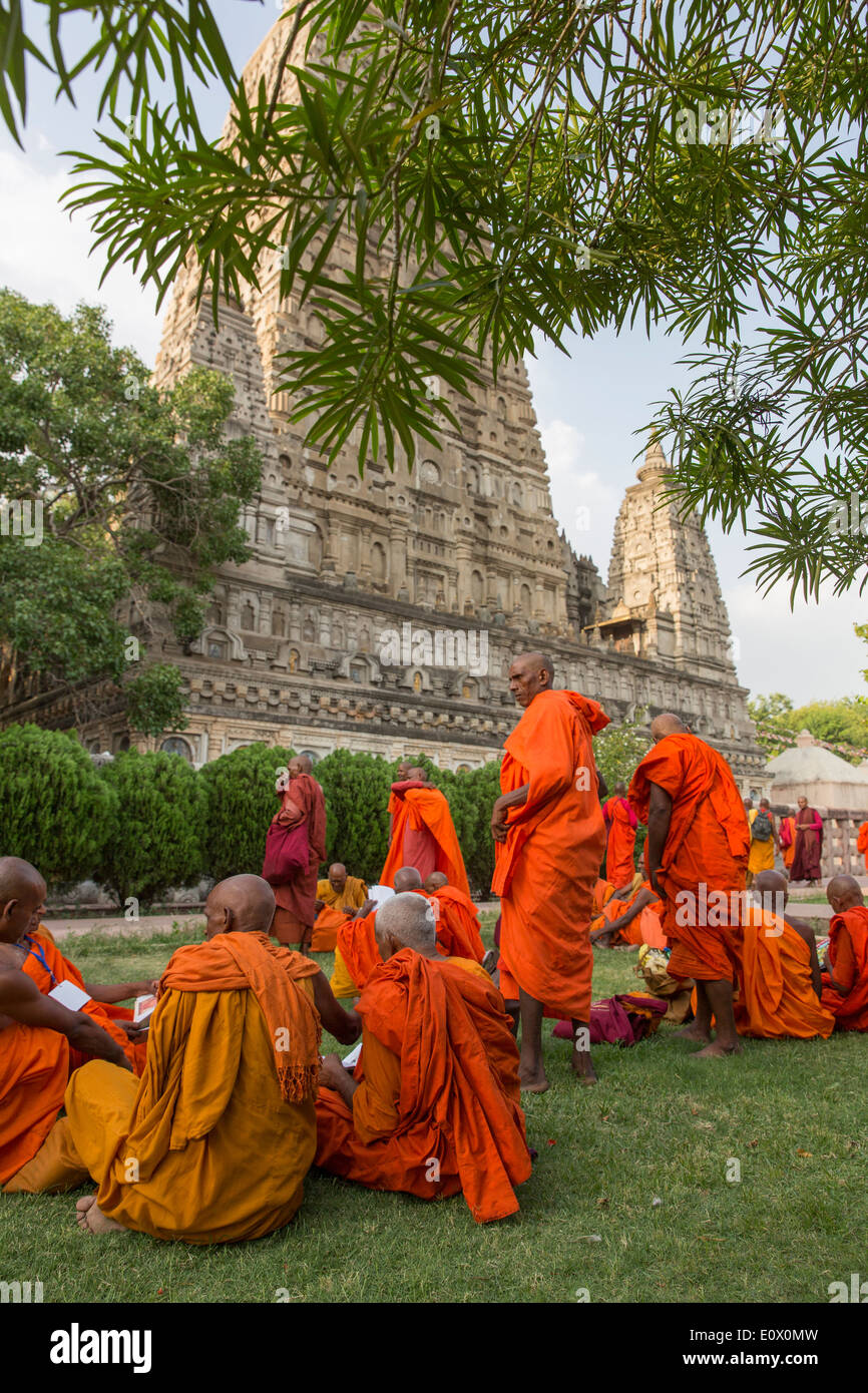 Bodh Gaya ist eine wichtige buddhistische Pilgerstätte in Indien, bekannt für den Bodhi-Baum, unter dem der Buddha Erleuchtung erlangte. Stockfoto