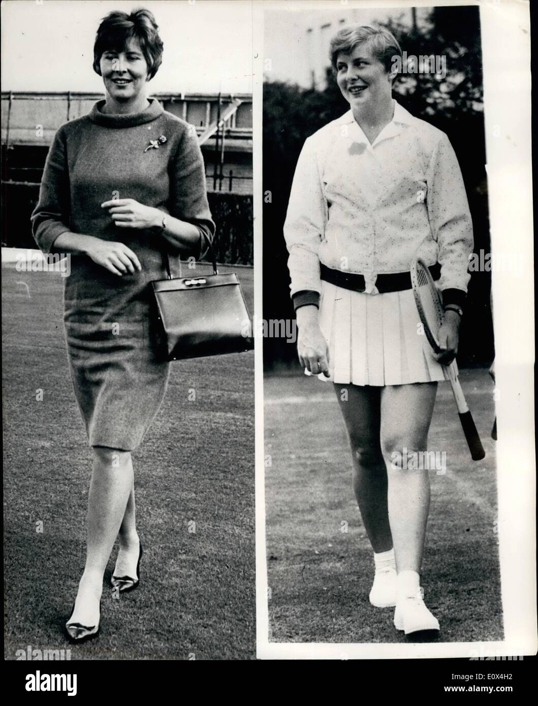 4. April 1965 - Christine Truman gewinnt den Kampf gegen Übergewicht. Rückkehr aus Südafrika: Christine Truman Britains Spitzentennis Mädchen kehrte nach London gestern nach einer viermonatigen Tour durch Südafrika- und Sprachen über wie sie ihr Übergewicht Problem geschlagen hatte. Sie sagte - '' für jedermann mit einem Gewichtproblem es ist eine Frage des Lernens zu Leben ohne Zucker - Kuchen - Pralinen und Kartoffeln - mit - heraus in der Tat die Godies im Leben ''. Sie isst nur eine Scheibe Brot ein Tag-Plus viel Eiern - Fleisch - Fisch-Obst und Gemüse - mit viel Tomaten - Essig - und Wasser Stockfoto