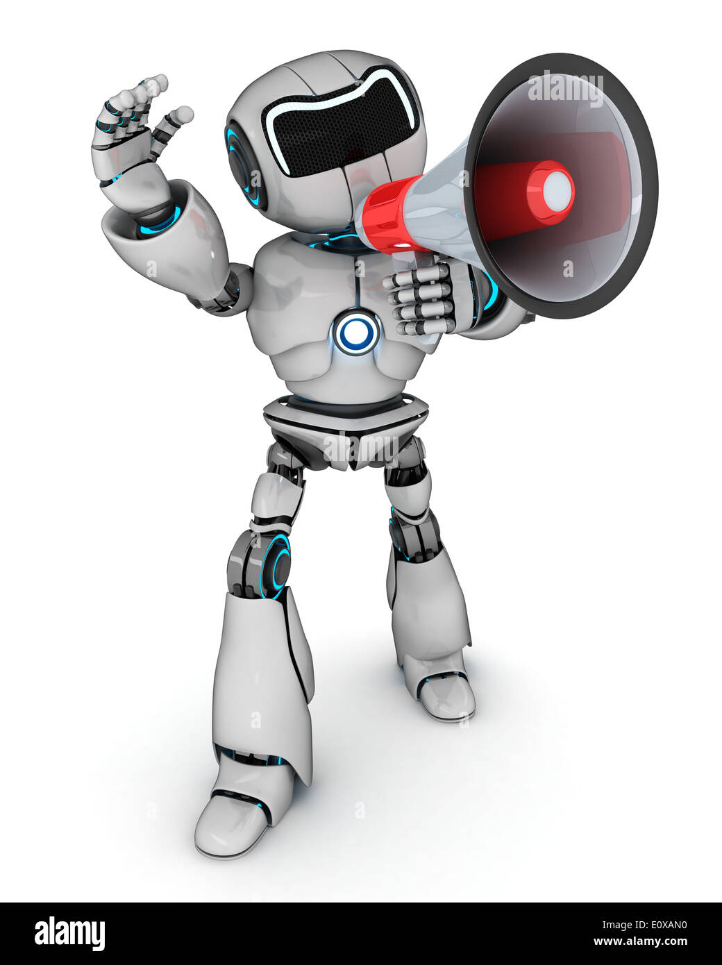 Abstrakte Roboter und Megaphon (durchgeführt in 3d) Stockfoto