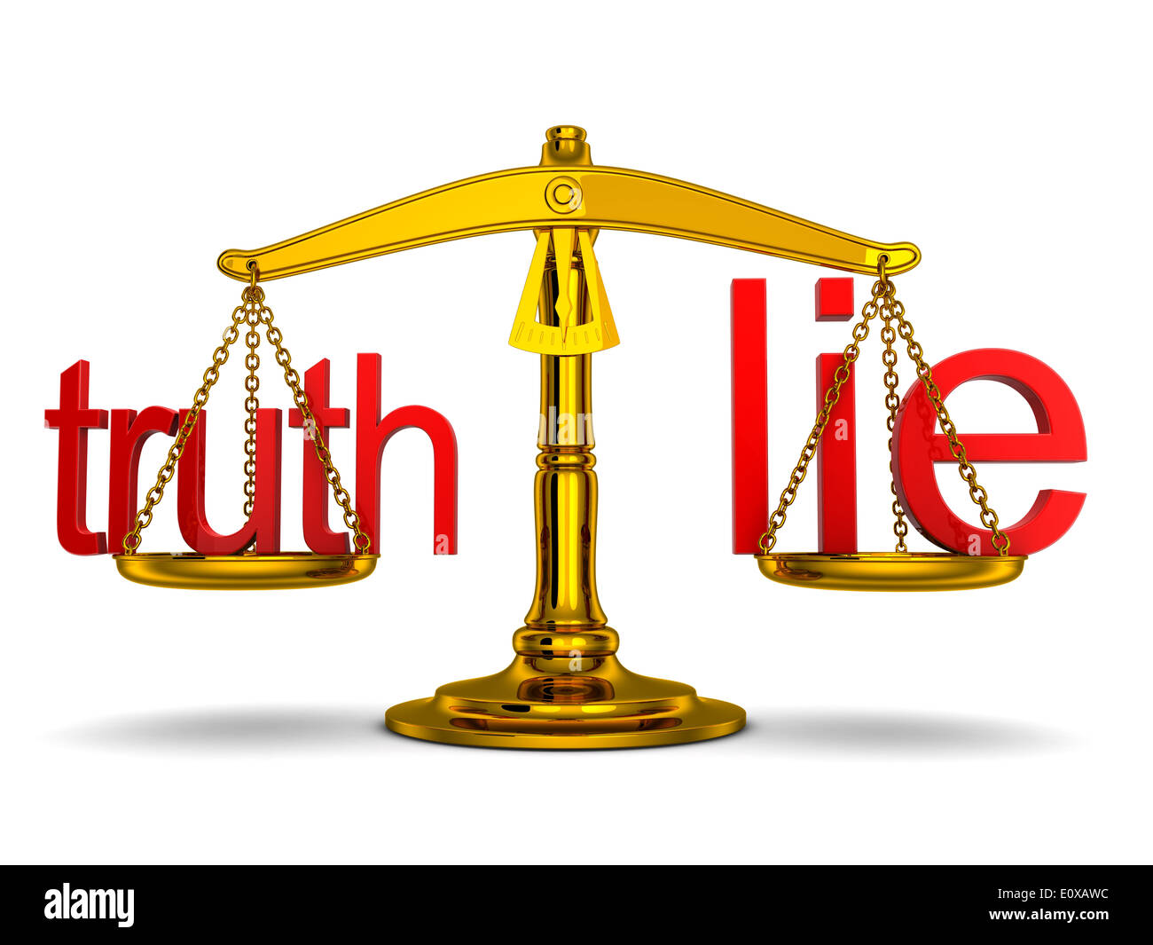 Skalen zu balancieren und beachten Sie Wahrheit und Lüge (durchgeführt in 3d) Stockfoto