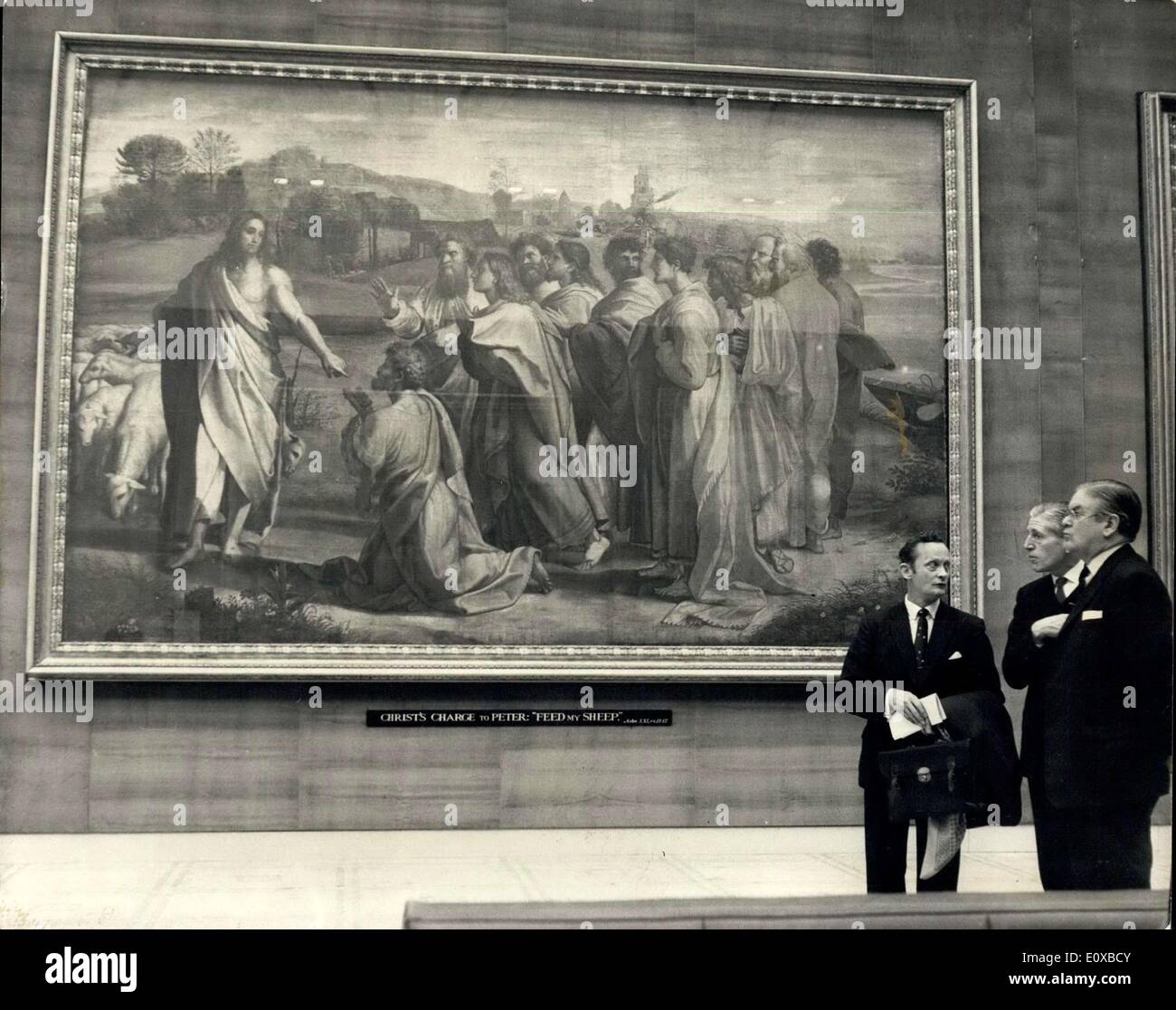 27. Januar 1966 - eine neue Einstellung für die Raphel Karikaturen im Victoria and Albert Museum: eine neue Einstellung für die sieben überlebenden Karikaturen für Wandteppiche von Raphel Voctoria and Albert Museum wurde durch das Ministerium für öffentliche Gebäude und arbeitet in Zusammenarbeit mit den Behörden Museum und der Vermesser die Königin Bilder, Sir Anthony Blunt. Einige neue Features zu West Court hinzugekommen Wich sie Häuser und die wird am Freitag, 28. Januar wieder für die Öffentlichkeit geöffnet Stockfoto