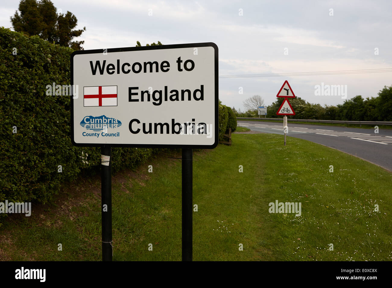 Willkommen in England Grenze Cumbria Schild an der Schottland-England Cumbria UK Stockfoto