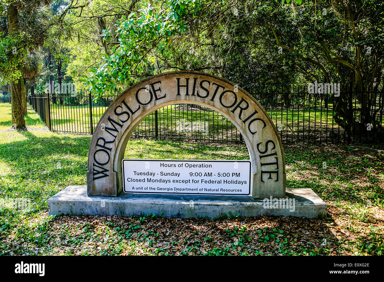Wormsloe Historic Site Eingang direkt vor Savannah Georgia Stockfoto