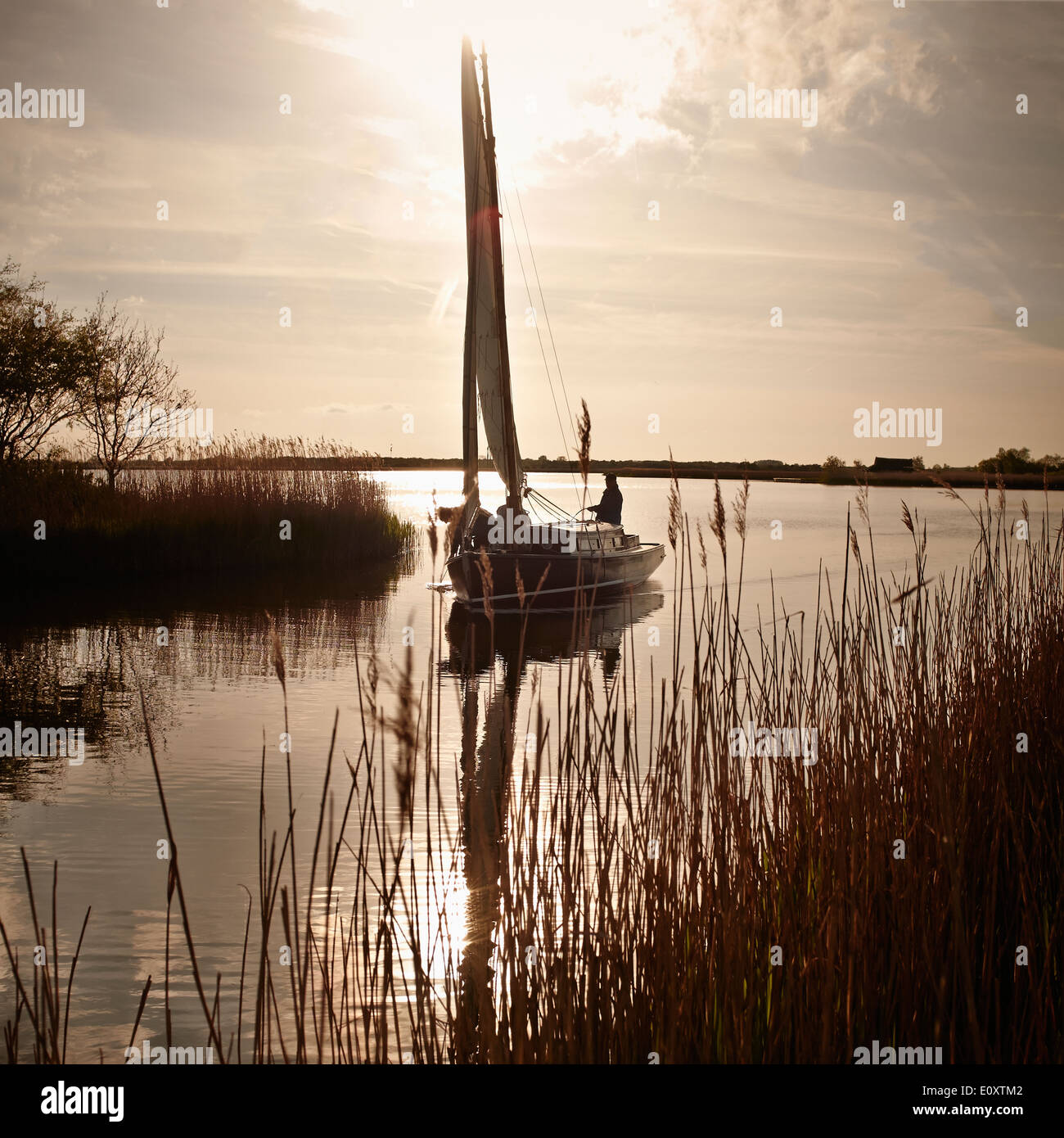 Traditionelle Broads Segeln Boot, die Norfolk Broads, Norfolk, England