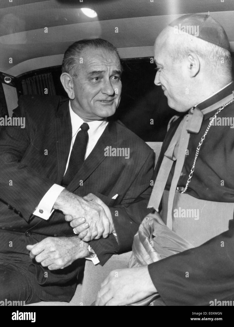 Präsident Johnson Besuch Kardinal Benelli im Vatikan Stockfoto