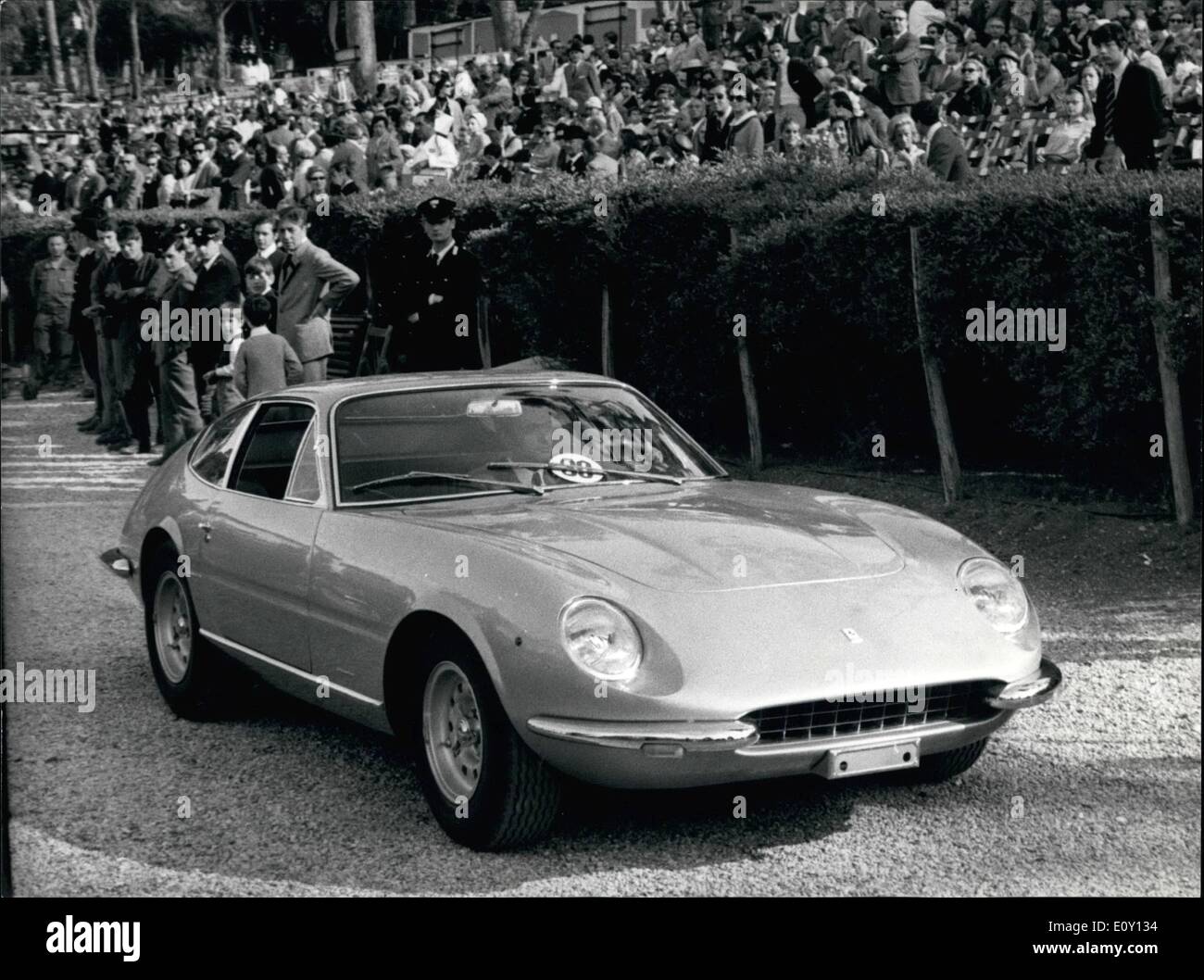 5. Mai 1968 - der Prototyp des "Ferrari Daytona 4.400 '' das Volk in Rom, in der Rom-International Horse Show vorgestellt wurde, das einzige Modell von diesem Auto war Baumeister von '' Körper Pininfarina" Stockfoto