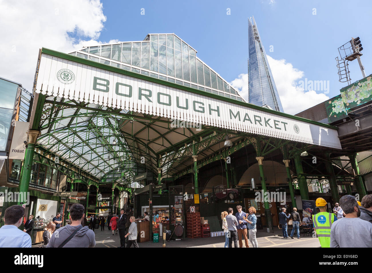 Eingang zum Borough Market, in der Nähe von London Bridge. Stockfoto