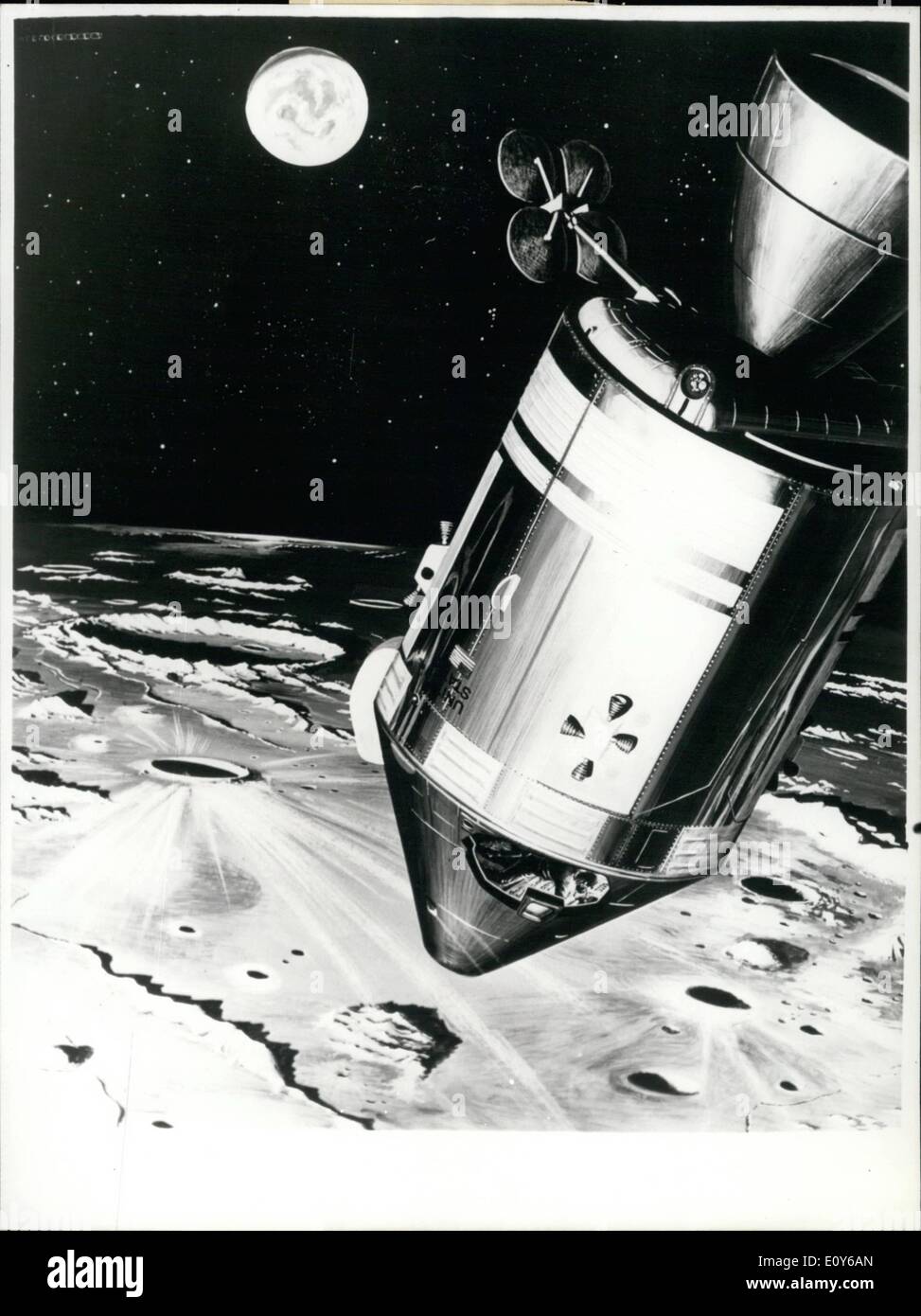 12. Dezember 1968 - Moonbound.: Die Besatzung der Apollo 8-Mond Orbitalflug Posen von der Apollo-Mission-Stimulator sind Astronauten (l.to R). James A. Lovell Jr., Befehl Modul pilot William A. Anders, Pilot der Mondlandefähre und Frank Borman, Kommandant Stockfoto