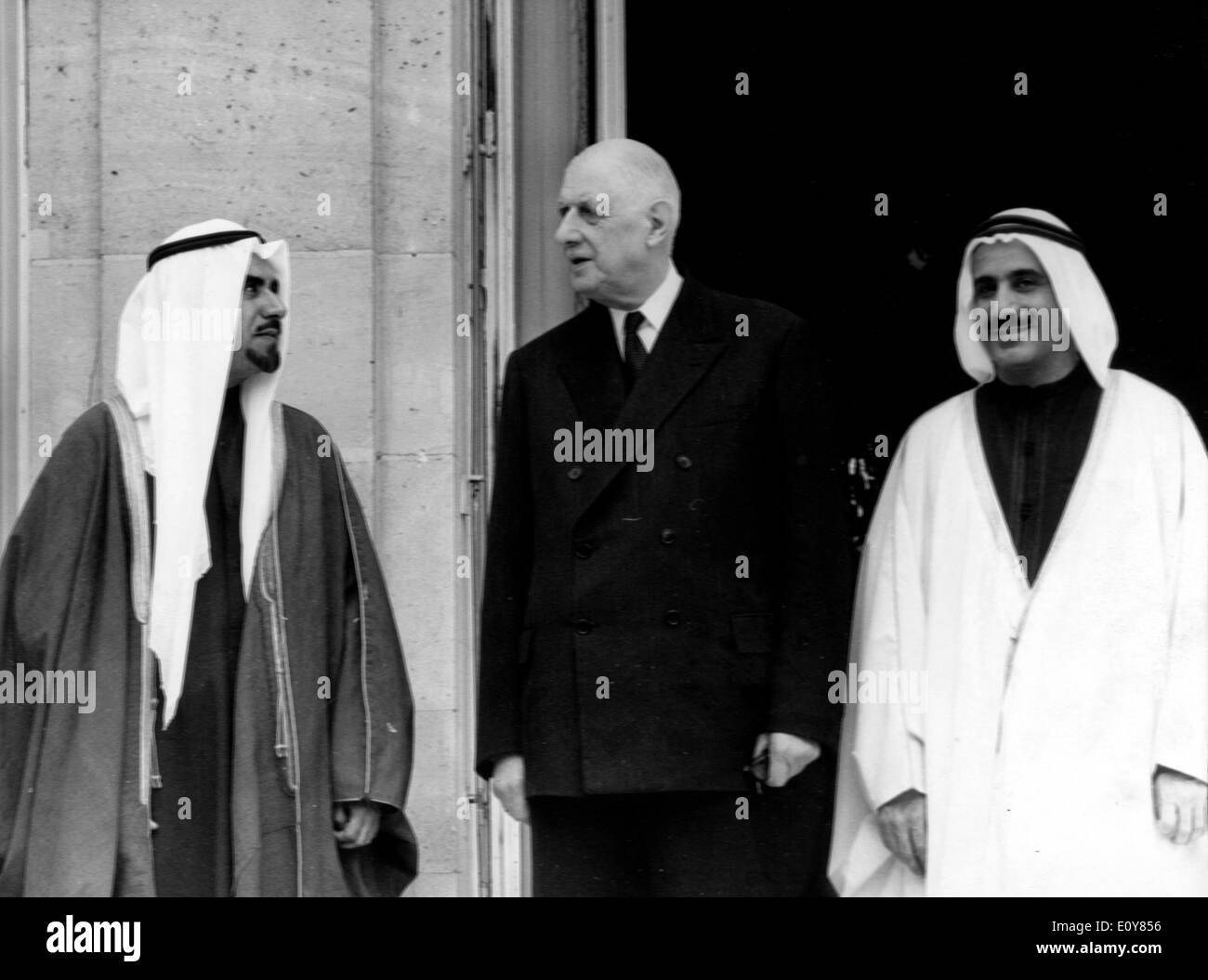 Präsident Charles de Gaulle mit nahöstlichen Führer Stockfoto