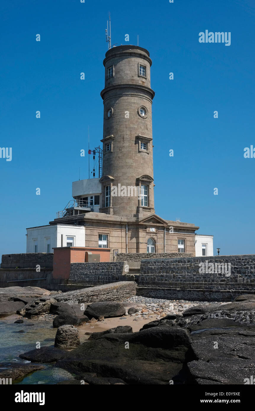 Leuchtturm am Gatteville-le-Phare, Pointe de Barfleur, Normandie, Frankreich Stockfoto