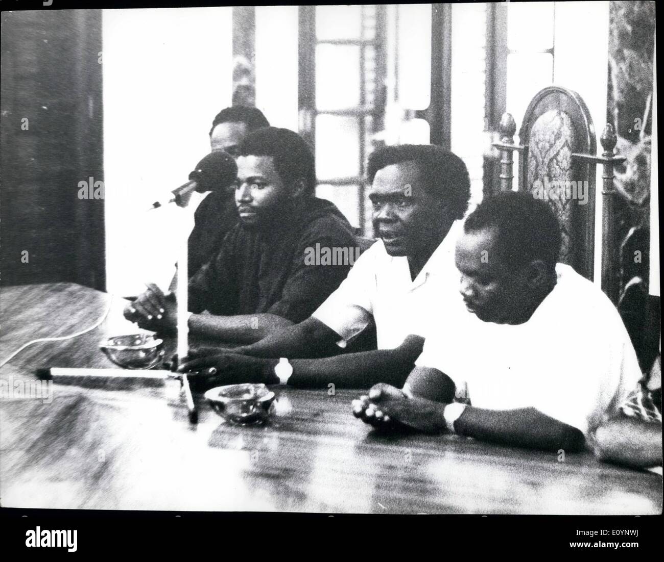 1. Januar 1971 - abgesetzt Präsident Milton Obote auf seiner Pressekonferenz in Dar Es Salaam, Tansania, Uganda Januar 1971. Stockfoto
