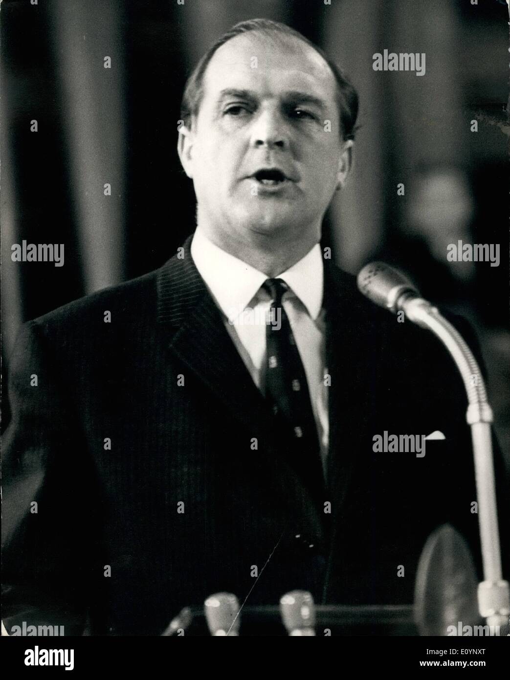 1. Januar 1971 - Bauernverband - Hauptversammlung: die Hauptversammlung der Bauernverband, eröffnet heute in Westminster Central Hall. Bild zeigt: Herr Henry Plumb, Präsident der Bauernverband, anlässlich der heutigen Sitzung. Stockfoto